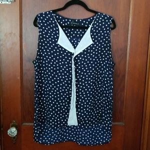 My Michelle sleeveless shirt. Navy with polka dots